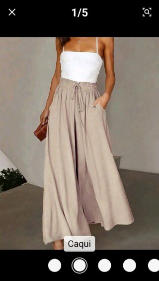 Pantalón estilo Palazzo beige