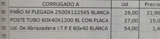 Vallas blancas con postes nuevas a estrenar