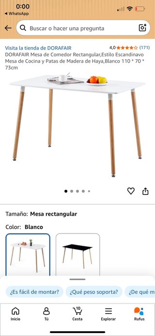 Mesa comedor blanca con 4 sillas venta en persona