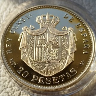 20 ptas de plata y oro 1889 recreación de la FNMT
