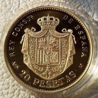 20 ptas de plata y oro 1889 recreación de la FNMT