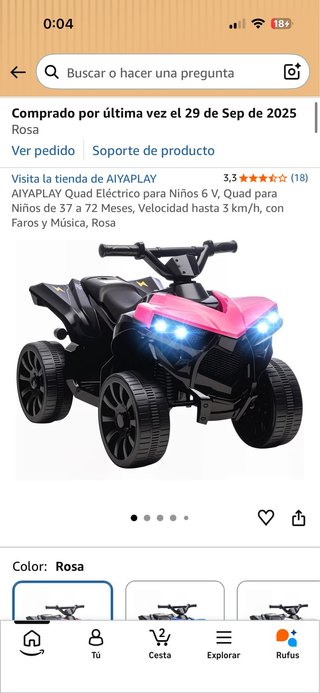 Quad eléctrico rosa para niños