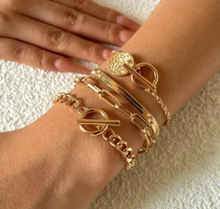 Pulsera mujer eslabones dorados