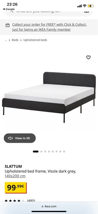 Base Cama Ikea Slattum Gris
