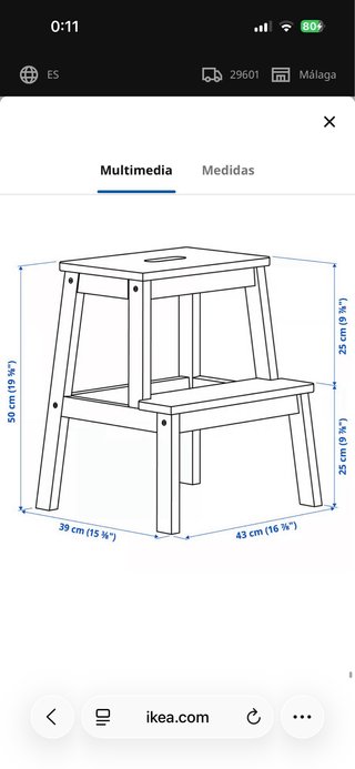 Taburete escalón blanco madera
