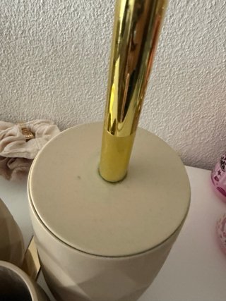 Conjunto Acessórios Casa de Banho Bege/Dourado