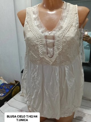 Blusa de encaje beige/talla única 42/44