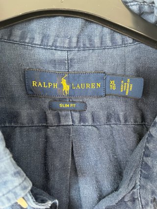 Camisa Ralph Lauren Lino Azul