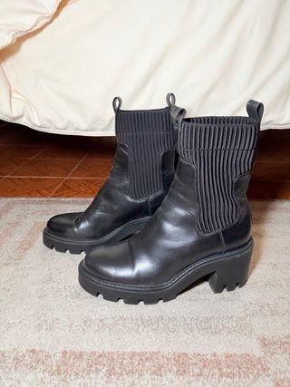 Stivali neri con tacco quadrato elastico 39