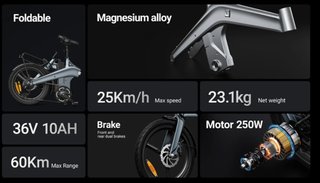 Bicicleta eléctrica plegable DYU T1
