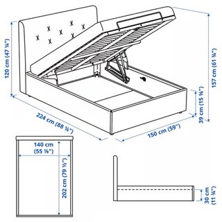 Base Cama Ikea Canapé Abatible Negro modelo IDANÄS