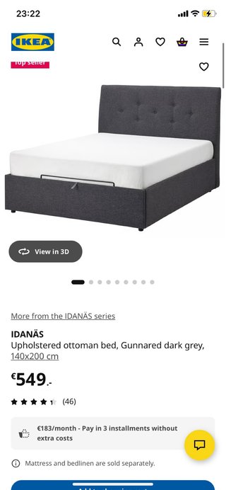 Base Cama Ikea Canapé Abatible Negro modelo IDANÄS