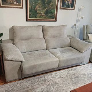 Sofá 3 plazas tela gris