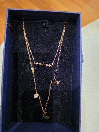 Collar Swarovski Doble Cadena Luna y Estrellas