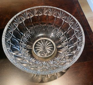 Centro de mesa cristal facetado y pie de plata
