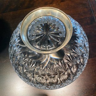 Centro de mesa cristal facetado y pie de plata