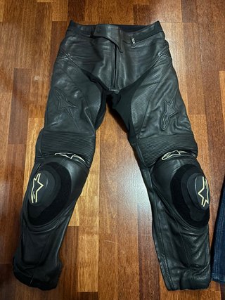 Pantalón de moto cuero negro Alpinestars