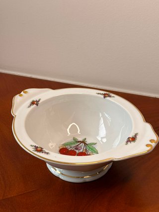 Taça Candal Porcelana Cereja Dourado