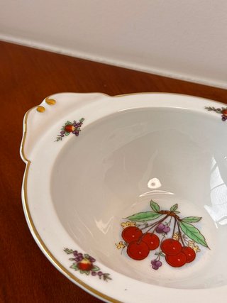 Taça Candal Porcelana Cereja Dourado