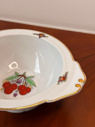 Taça Candal Porcelana Cereja Dourado