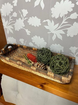 Cesta Decorativa Grande Mimbre y Madera