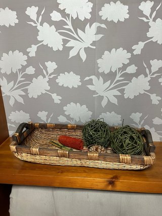 Cesta Decorativa Grande Mimbre y Madera