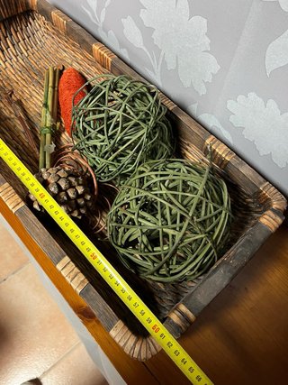 Cesta Decorativa Grande Mimbre y Madera