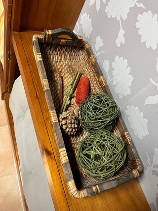 Cesta Decorativa Grande Mimbre y Madera
