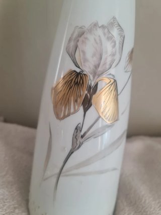 Fontanella Porcelana Diseño Floral Oro 36cm