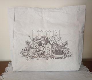 Bolso Tote Lona Beige/Blanco