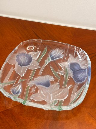 Prato decorativo vidro floral