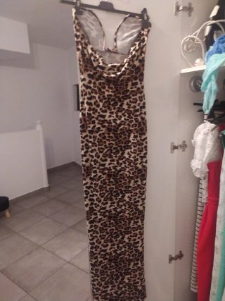 Vestido largo estampado leopardo