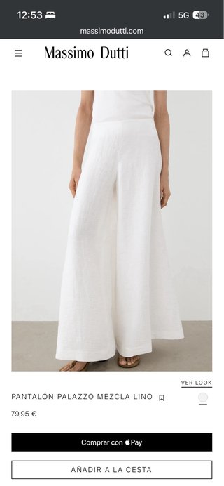 Pantalón Palazzo Lino Massimo Dutti Blanco 36