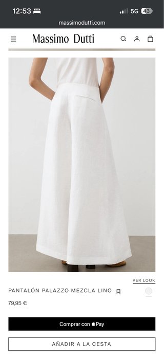 Pantalón Palazzo Lino Massimo Dutti Blanco 36