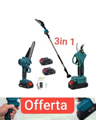 Kit Potatura Cesoia Batteria Asta Telescopica