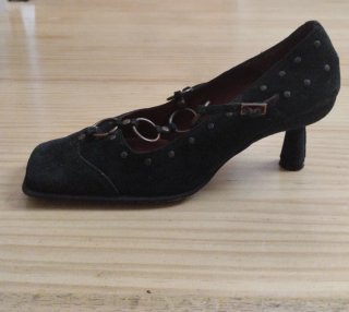 Zapatos de ante Vintagede tacón negro