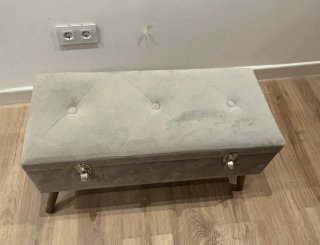Baúl de tela beige gris