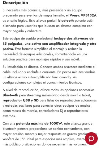 Altavoces Vonyx 152A (Par)