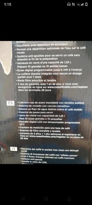 Cafetera de goteo (15 tazas) Russell Hobbs