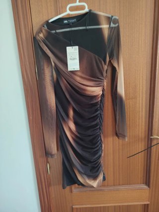 Vestido Zara Negro y Marrón