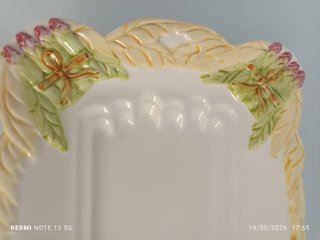 Fuente espárragos cerámica decorada