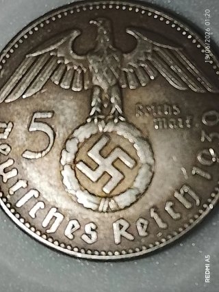 Moneda 5 Reichsmark Plata 900 Paul von Hindenburg