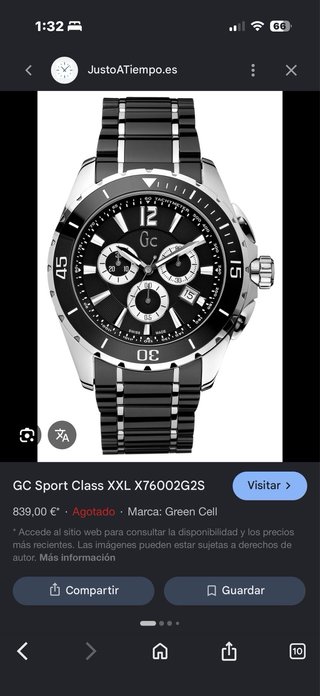 Reloj Guess Collection Hombre Negro/Plata