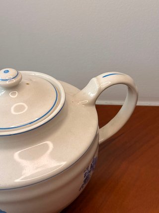 Tetera Sacavém Gilman Vintage Azul e Branco