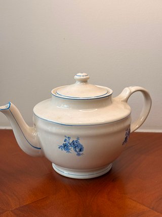 Tetera Sacavém Gilman Vintage Azul e Branco