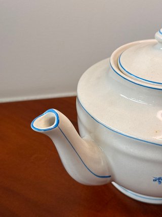 Tetera Sacavém Gilman Vintage Azul e Branco