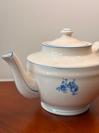 Tetera Sacavém Gilman Vintage Azul e Branco