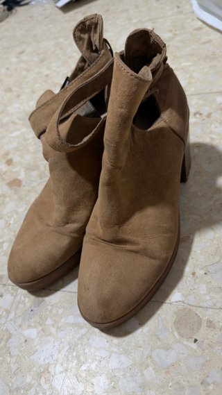 Botines Tacón Beige/Marrón