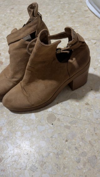 Botines Tacón Beige/Marrón