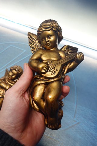 2 Figuras Ángeles Dorados Escayola